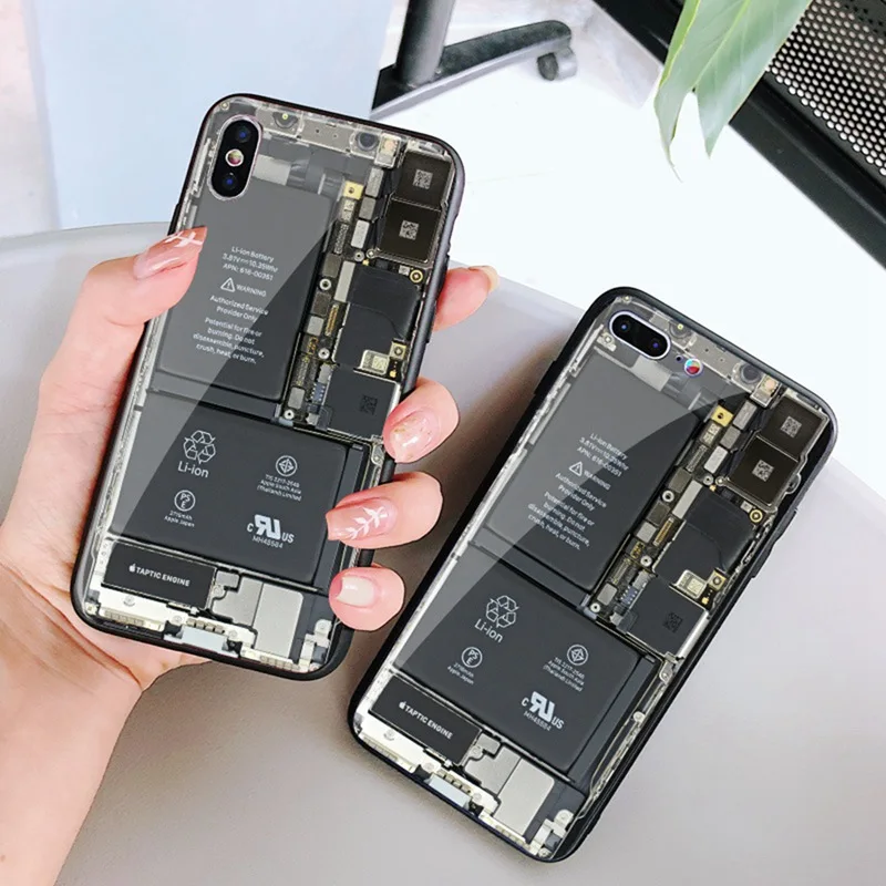 

Retro wind Circuit Backboard Case for iphone 6 6S 7 8 Anti-fall All-inclusive Cover 7 8 6s 6 X10 TPU+PC