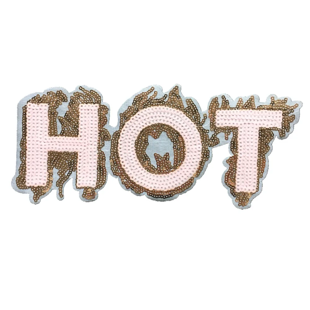 

4 PCieces/lot Pink Sequined HOT Iron on Patches for Clothes 9" x 4" Letter Sequins Embroidery Applique Patch Sewing DIY