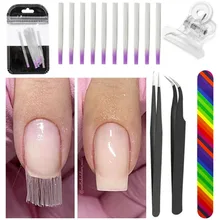 Nail Art Set Kuku Bentuk Kuku Pinset untuk Bangunan Fibernails Akrilik Sinar UV Salon Fiberglass untuk Ekstensi Alat Kit(China)