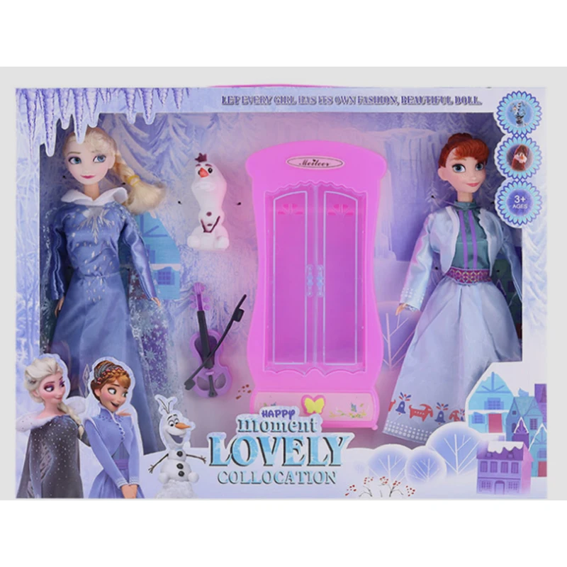Disney 2019 Plush Doll Toys 2pcs/set Frozen Elsa Anna Snow Queen Princess Stuffed Children Girl Doll Models Kids Birthday Gift