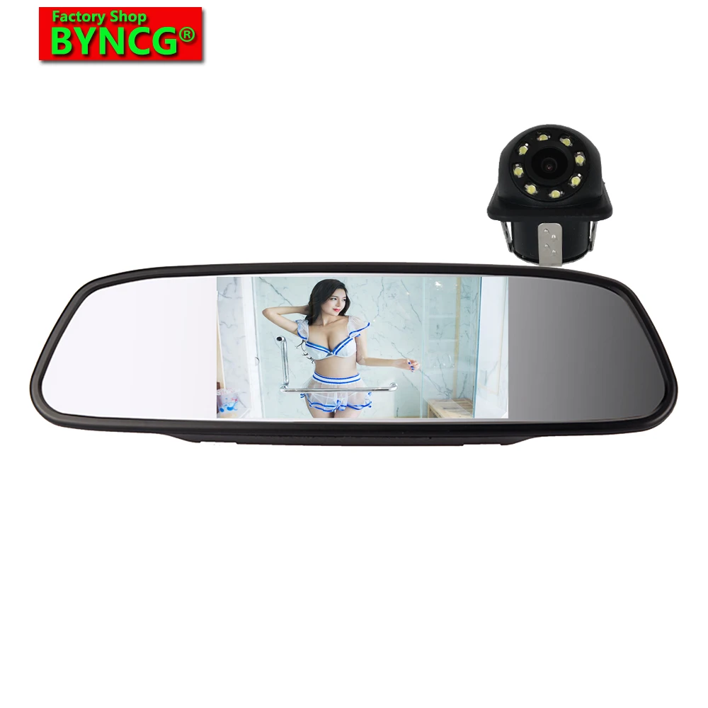 

BYNCG 5 Inch Auto Monitor Parking System HD Car Rearview Mirror Monitor with 170 Degrees Waterproof Car rear view camera