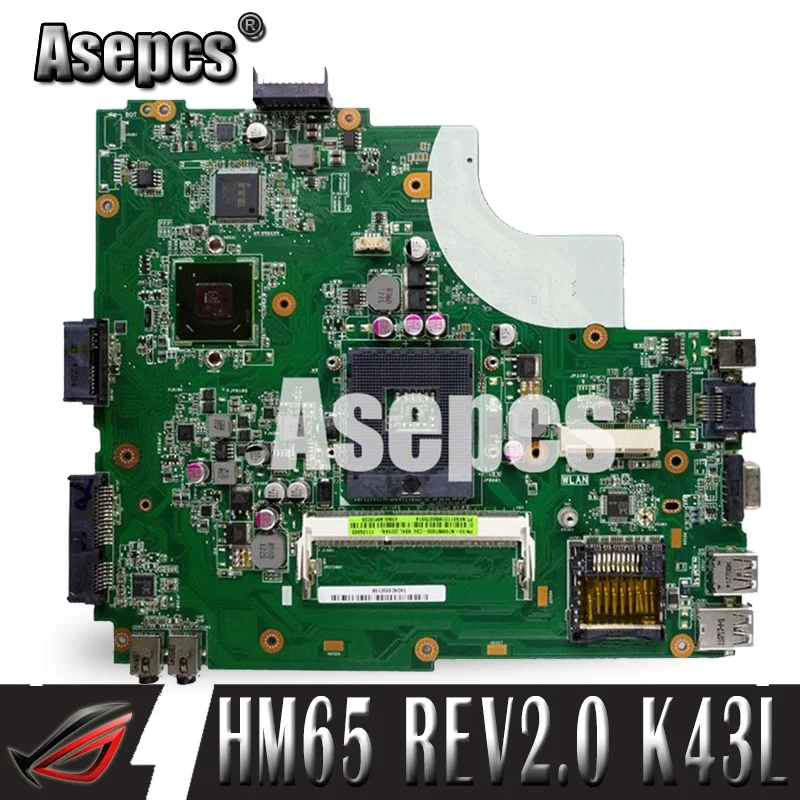 Asepcs K43L Материнская плата ноутбука HM65 REV 2 0 для k84l x44h x84h k43l K43LY Тесты материнская 100%