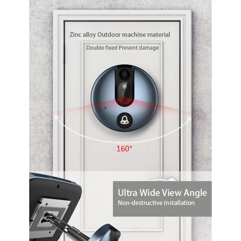 LCD Colorful Screen Video Doorbell Camera Viewer Smart Electronic Cat Eye Peehole for Night Vision Motion Detection Home