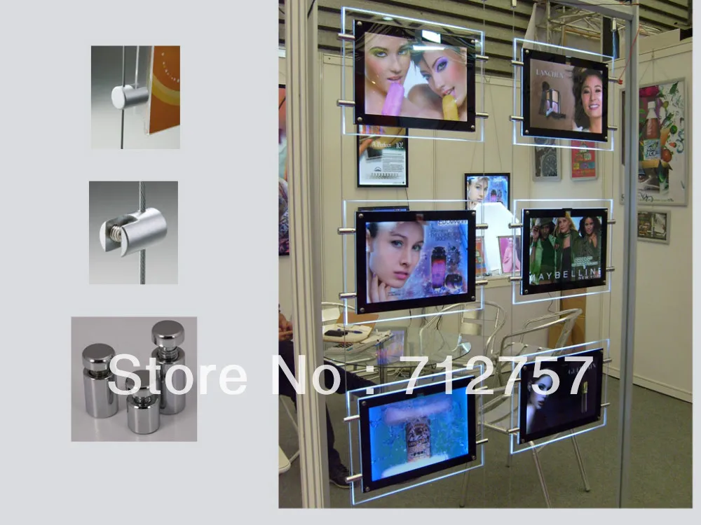 18PCS A4 Double Sided Cable Wire Window Hanging Acrylic Frameless Real Estate Agent Light Signs Led Display | Лампы и освещение