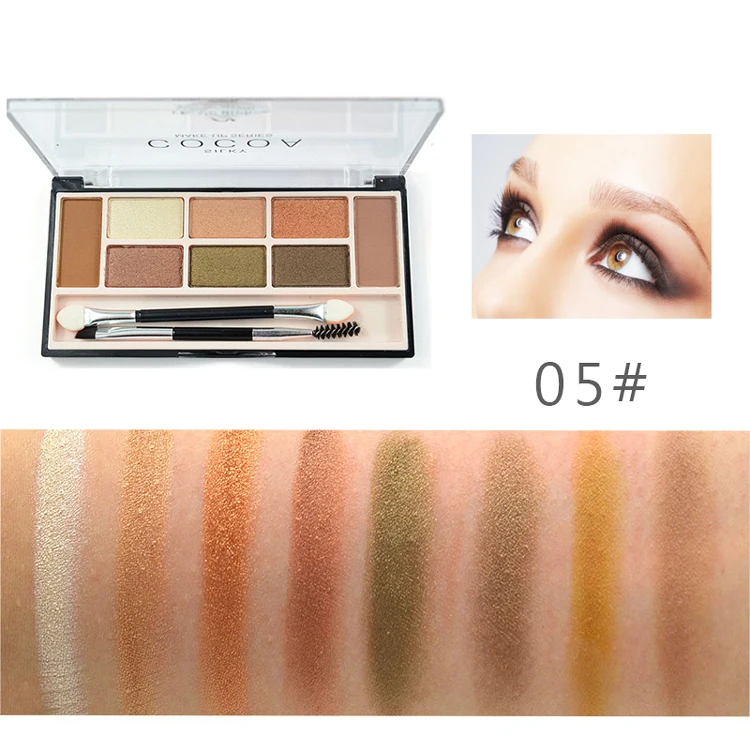 LOVE ALPHA 6 Color Eye Shadow + 2 Color Eyebrow Powder Glitter Matte Professional Makeup Palette With Makeup Brushes & Tools (12)