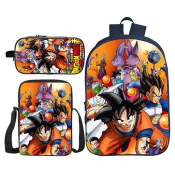 

3Pcs/Set Printing Cartoon Dragon Ball Kids Baby School Bags Super Saiyan Sun Goku Backpacks Children Schoolbag for Boys Bookbag