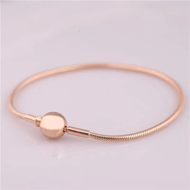 

New 925 Sterling Silver Bead Charm Snake Chain Fit Original Rose Gold Essence Pandora Bracelet for Women DIY Europe Jewelry Gift