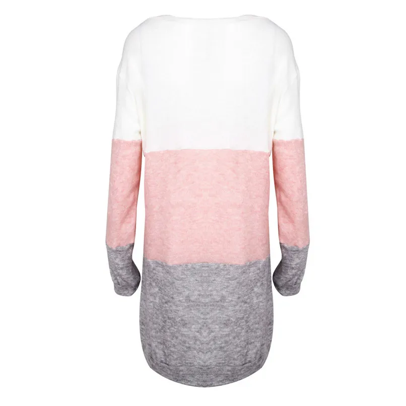 Womens Sweater Dress Ladies O Collar Knitted Casual Striped Loose Dress Long Sleeve Party Dress Vestidos Feminin #F#40SP27 5
