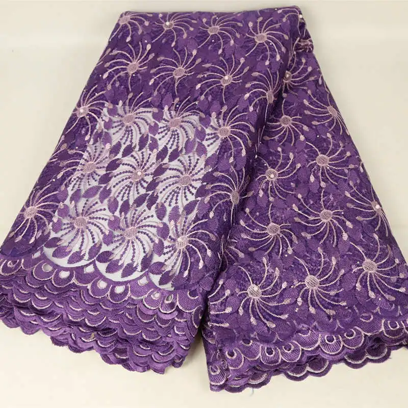 Последние синие кружева ткани высокого качества бисером Африканские кружева ткань для свадебного платья французский тюль - Цвет: purple