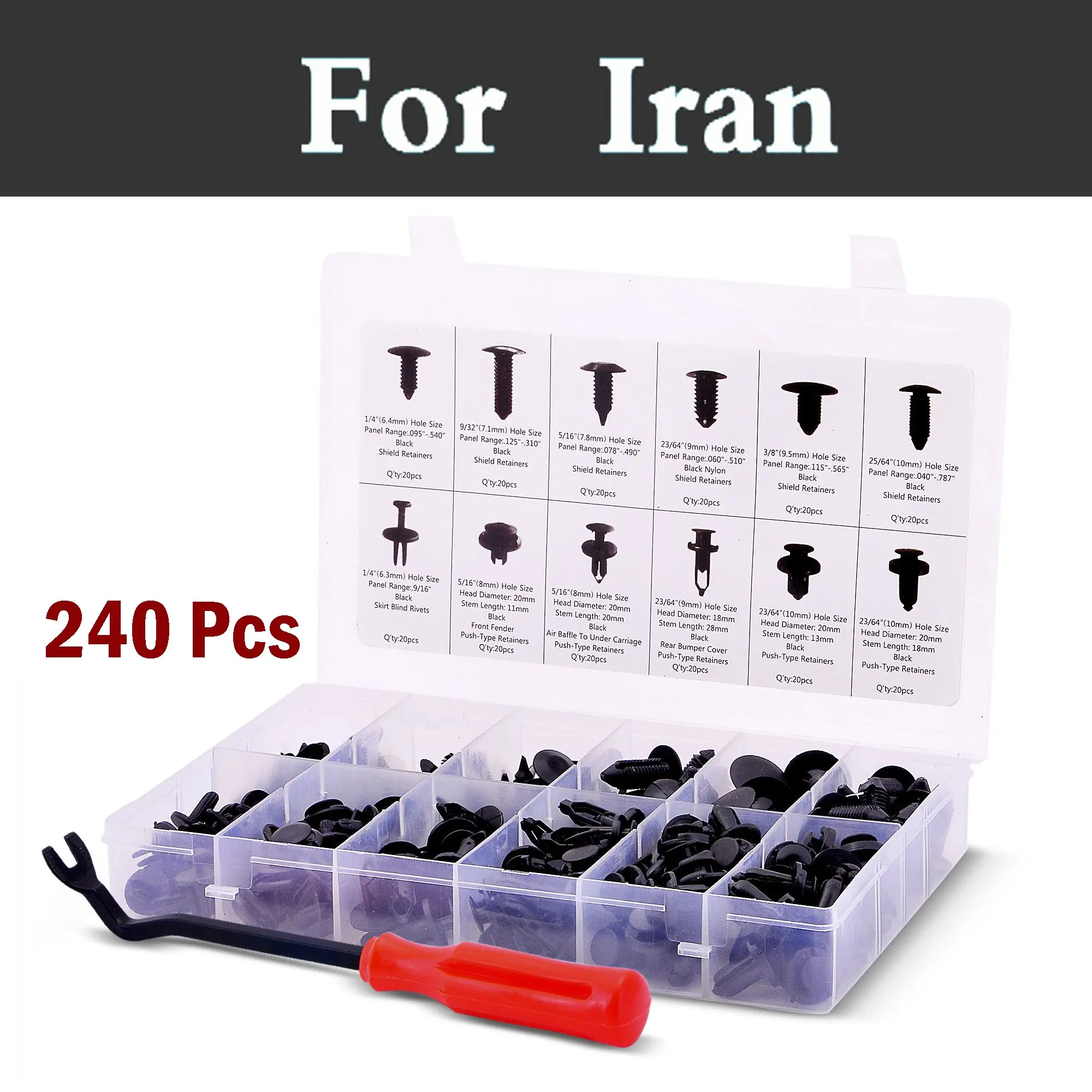 240 Pcs Auto Retainer Clips Bumper Fasteners Set Push Pin Rivet Trim Clip Screws Kit Panel Body Interior Assortment