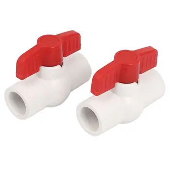 

2PCS/Set 1/2Inch Control Inner Dia Full Port Nonslip Handle Lever U-PVC Ball Valve White & Red