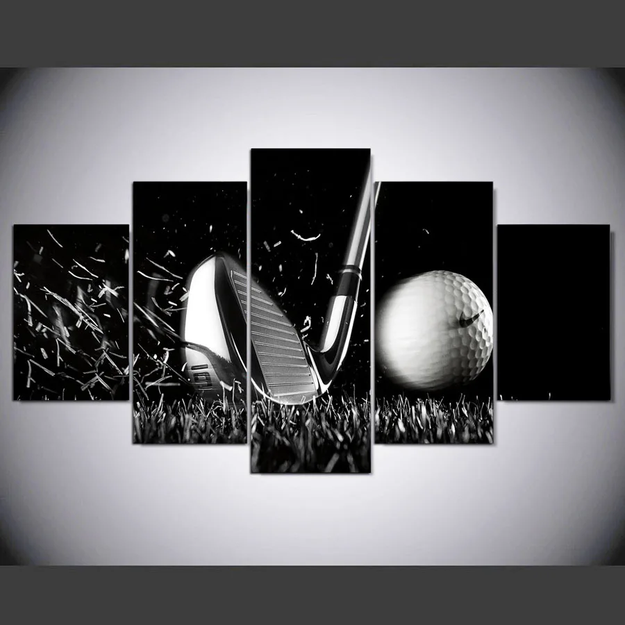 5 panel HD printed painting golf canvas home decor wall art picture for
