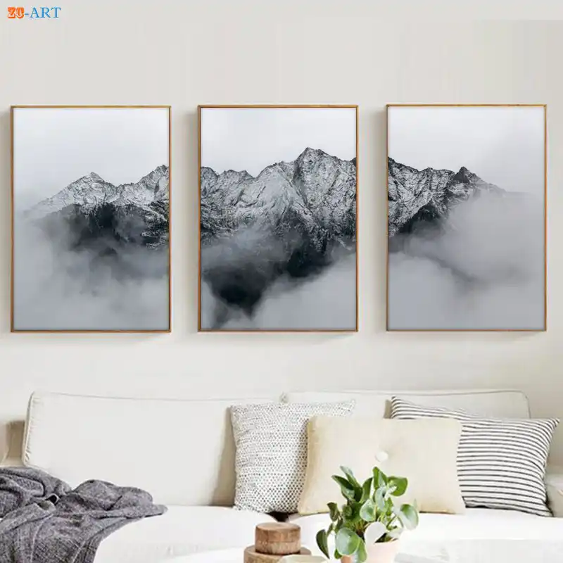 Landscape Nature Posters And Prints Mountain Canvas Painting Black