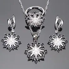 Женский Свадебный костюм из кубического циркония, ювелирные наборы, камень, серебро 925 пробы, свадебные серьги, кольцо, ожерелье, набор, подарки, ювелирная коробка