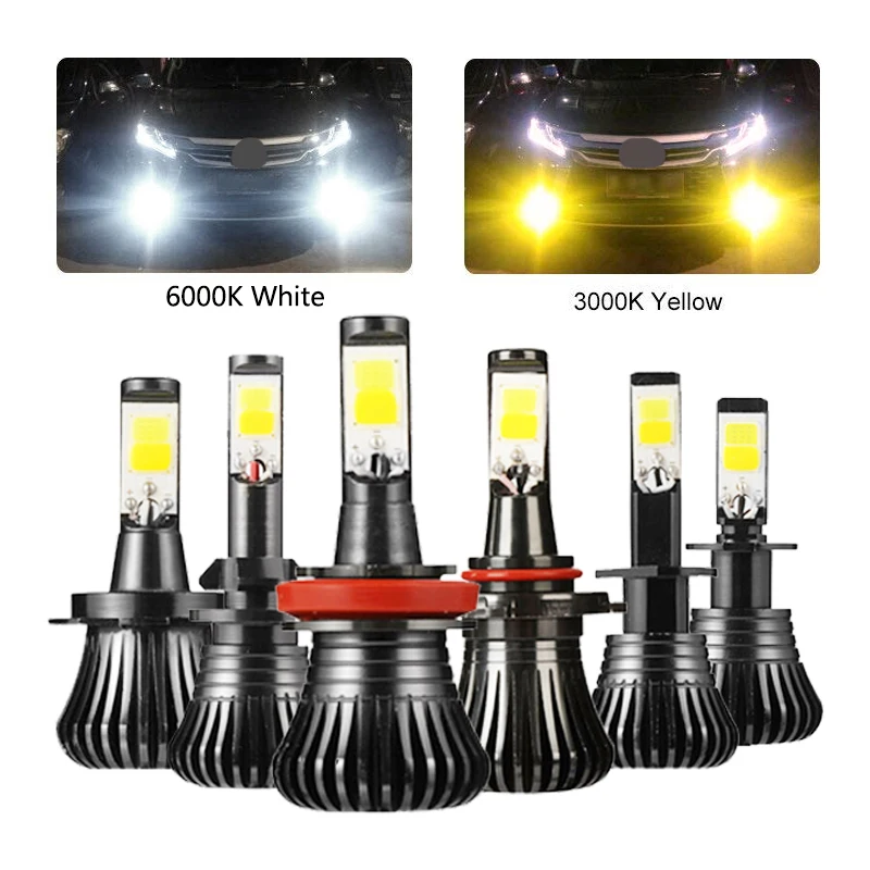 Lampadine H4 LED per fari auto, 6000K bianco 3000K giallo 2 colori