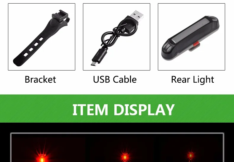 Excellent ROCKBROS Mtb Bike Rear Tube Light Waterproof Bicycle Light 30 LED 3 Modes Cycling Tail Light Safe Warning Lamp USB Rechargeable 7