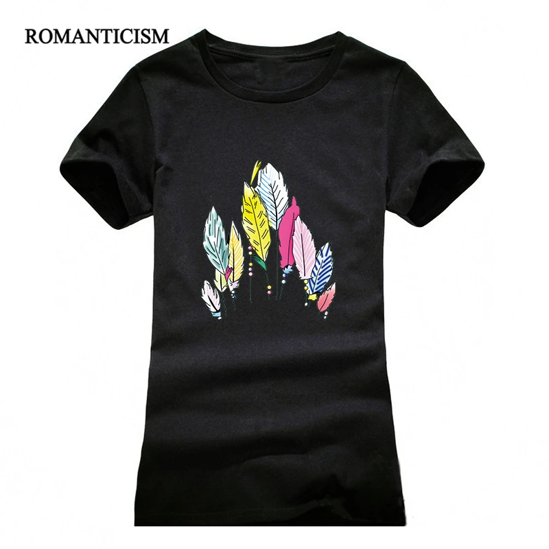 

2016 Fashion summer color feather t shirt women lovely cartoon shirt Good quality comfortable brand cotton women t shirt