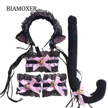 Для женщин леди принтом в виде кота для девочек кружева Ленточки обруч с ушками ключница официантка; горничная туалетный комплект Аниме Драконий жемчуг Z Косплэй костюм аксессуары