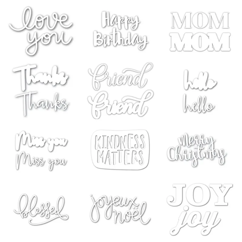 

Words Metal Cutting Dies Stencil for DIY Scrapbooking Photo Album Embossing Paper Card Making Decorative Craft Die Cuts 29 Style