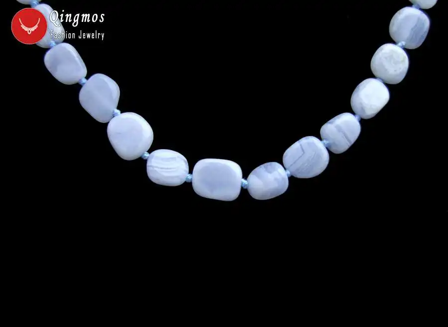 Qingmos модное синее кружевное ожерелье с агатом для женщин с 8-10 мм БАРОККО натуральный синий кружево агатовый камень ожерелье ювелирные изделия 17''