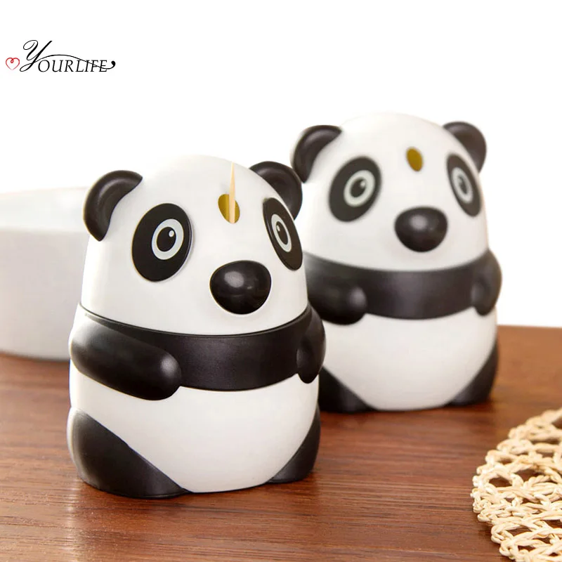 

OYOURLIFE 1pc Cute Panda Toothpick Holders Press Type Cartoon Automatic Tooth Picks Dispenser Household Bar Table Accessories