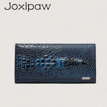 

2018 Women Wallet Hasp Coin Purses Holders Brand Genuine Leather 3D Embossing Alligator Ladies Crocodile Long Clutch Wallets