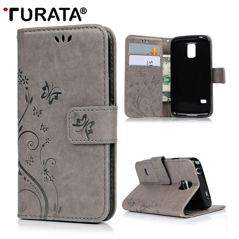 

S5Mini Flip Stand Wallet Style PU Leather Case Retro Printing Protective Card Slots Phone Cover For Samsung Galaxy S5 Mini 4.5"