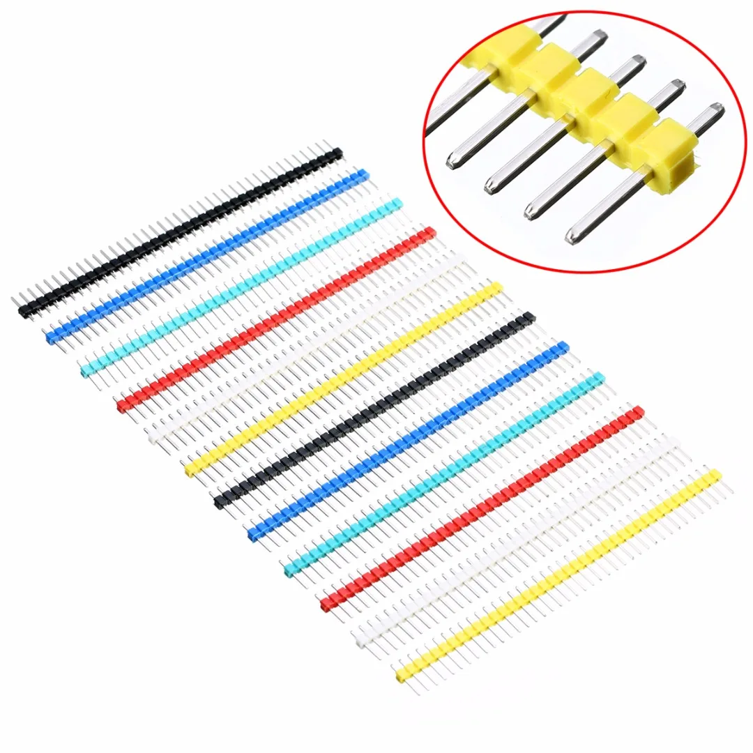 

12pcs 40Pin Male Pin Header Single Row Straight Strip Pin Header 2.54mm Pitch 6 Colors For PCB Panel