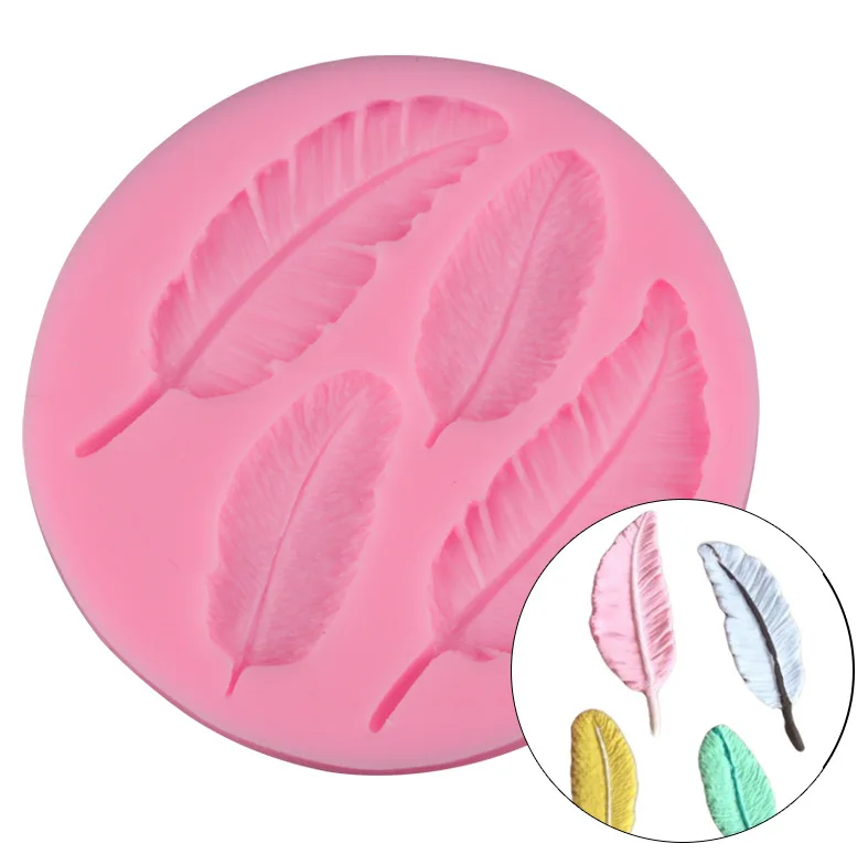 Leaves Feather Shaped 3D Reverse Sugar Molding Fondant Cake Silicone Mold For Fimo Polymer Clay Molds Decoration Tools (3)