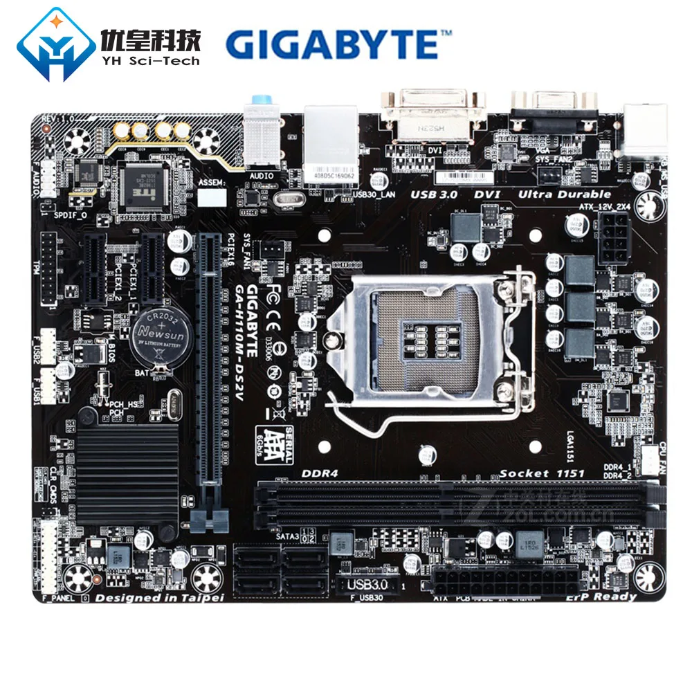 

Original Used Desktop Motherboard Gigabyte H110M-DS2 H110 LGA 1151 Core i7/i5/i3/Pentium/Celeron DDR4 32G SATA3 Micro ATX