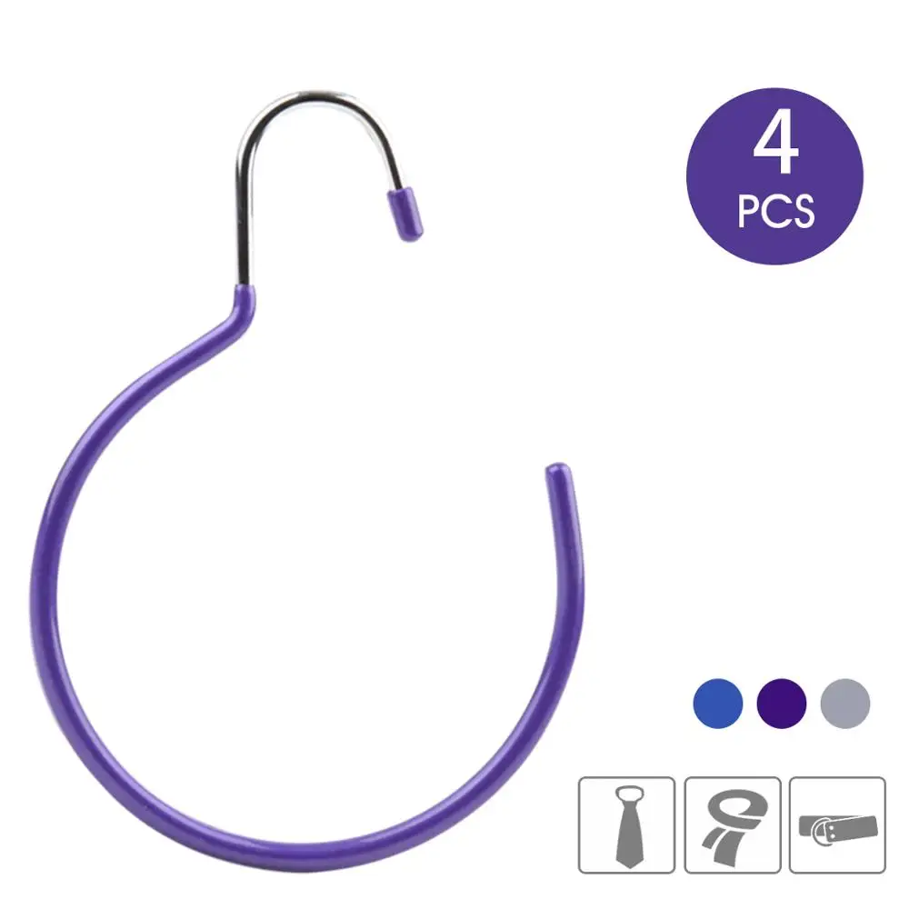 4 пачки Красочные крюк ПВХ Dip шарф ремень галстук стойка шарф Вешалка Органайзер для шарф/шапка/шляпа/замок/дамская сумка - Цвет: Purple