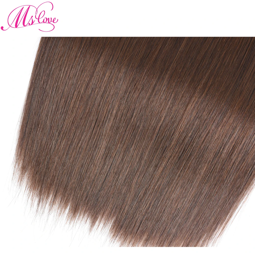 Straight Human Hair Bundles With Closure Brazilian Brown Bundles With Closure Non Remy #2 #4 #1 Jet Black Mslove