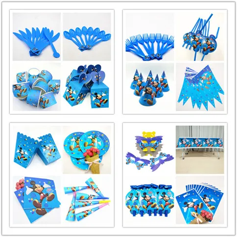 

Mickey Mouse Party supplies Kids Baby Shower Favors Tablecloth Cups Napkins Plates Knives Forks Spoons Birthday Party Decoration