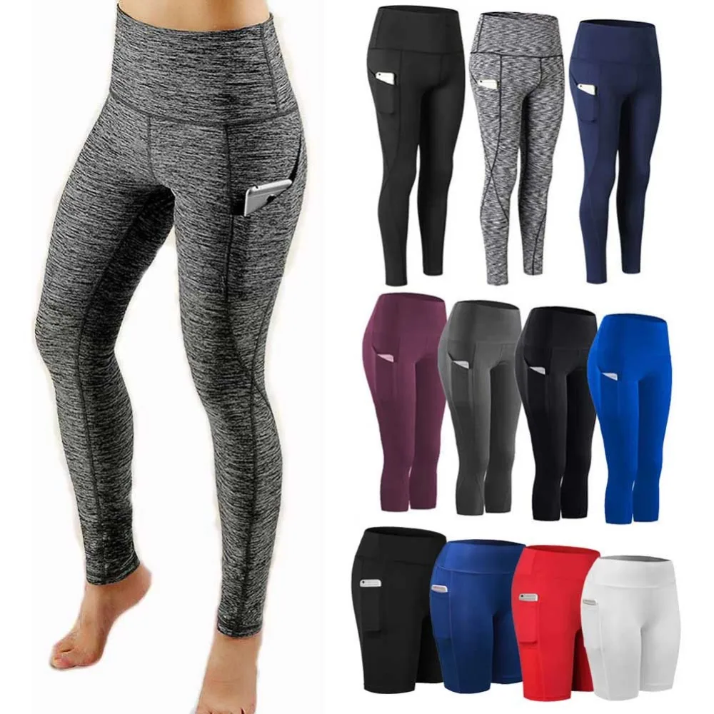 

Pocket Solid Sport Yoga Pants High Waist Mesh Sport Leggings Fitness Women Yoga Leggings Training Running Pants Sportswear