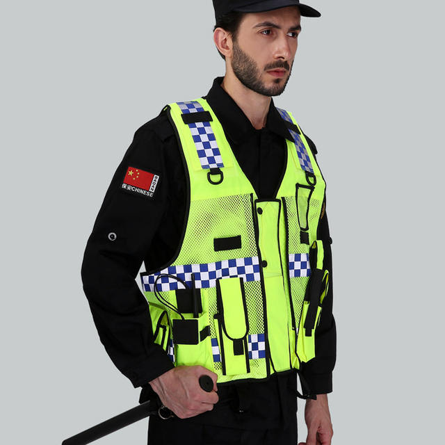 Reflective vest Breathable mesh Multi pockets Construction Traffic safety