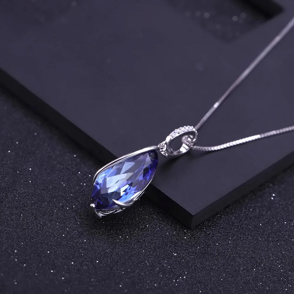 GEM'S балет 12.31Ct натуральный иолит синий мистический кварцевый камень 925 пробы серебряный кулон ожерелье для женщин ювелирные украшения