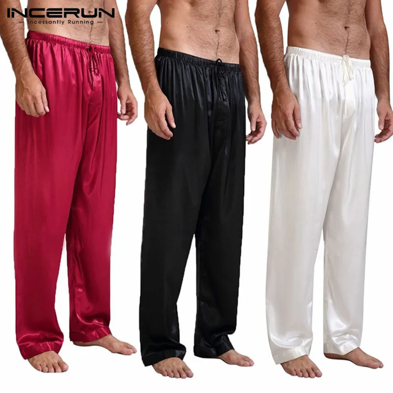 INCERUN Для мужчин; шелковые пижамы свободные сна нижняя часть пижамы домашние брюки Повседневное отдыха шаровары большие размеры, S-3XL Лидер