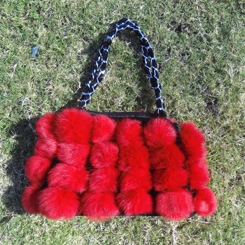

2017 Rabbit Fur Women Bag Women Messenger Bags Shoulder Cross Chain globular square Bag Winter Soft Lady Designer Bag