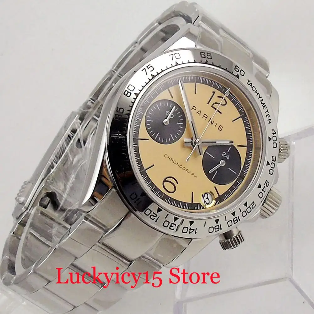 

Fashion PARNIS Brand 39mm Quartz Men's Watch With Chronograph Function Date Window 24 hours