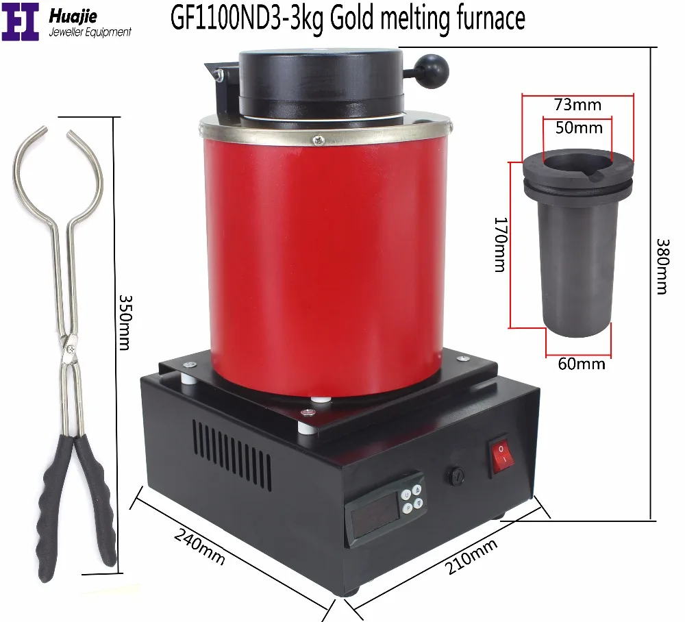 Horno de fusión de joyería eléctrica envío gratis 1 KG/2 KG/3 KG, aluminio, cobre, oro, plomo, plata, horno de fundición por inducción - 6