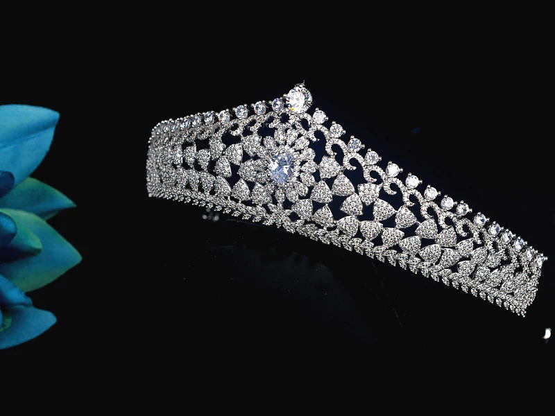Be 8 Flower Shape Crowns Paved Full Cubic Zirconia Tiara Classic Bridal Diadema Wedding Hair Accessories Coroa Noiva H067