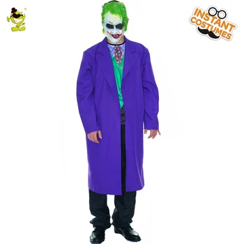 

Adult Men Joker Costume Cosplay Clown Halloween Party High Quality Joker Clothing Role Play Scary Joker Costumes For Adults