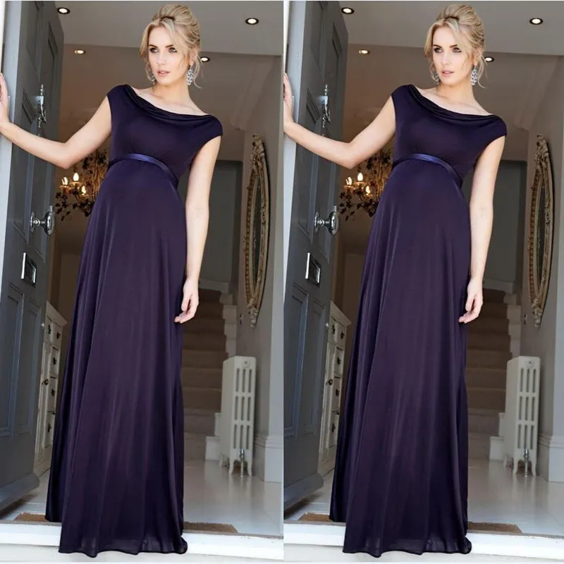 2017 Navy Blue Maternity Evening Dresses Elegant Cheap Evening Dresses