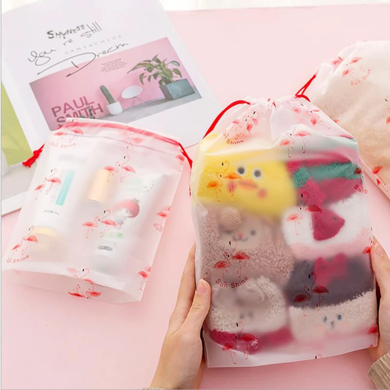 Portable  Waterproof Drawstring Bag Wash Pouch Cartoon Travel  Bags Clothes Storage Shoe Organizer Cosmetic Pocket handbag