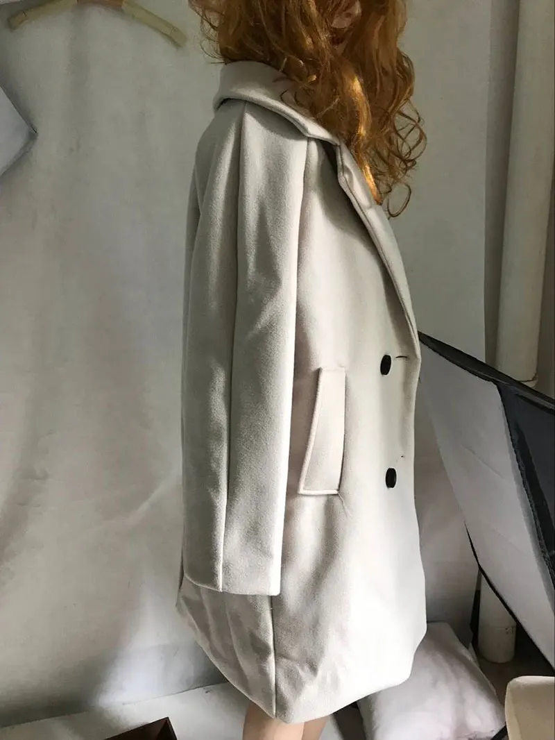 SYDanne Новое тонкое шерстяное пальто женская верхняя одежда с длинными рукавами и отложным воротником Повседневная осенне-зимняя элегантная верхняя одежда