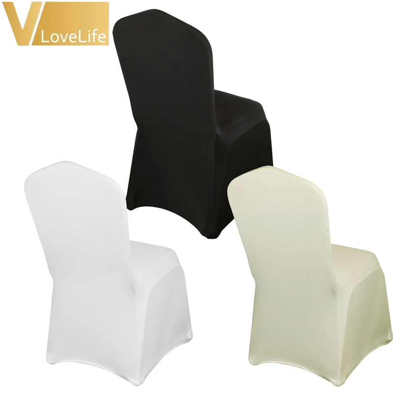 10pcs/lot Black/Ivory/White Lycra Chair Cover For Wedding Party Event