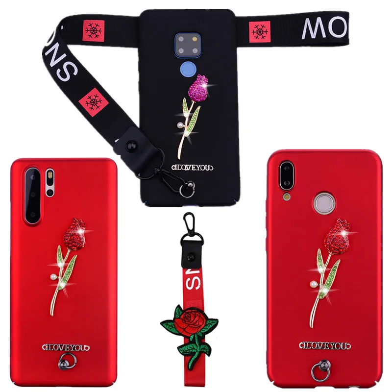 

Vogue Wrist strap Phone Case For Huawei P20 Lite P30 Pro Capa Hard Plastic Matte armor Cover For Huawai Mate 20 10 Lite P20 Pro