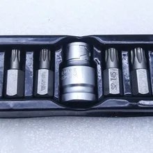 7 шт./компл. 3/" 10 мм Отвертка Набор бит с 1/2" конверсионный рукав для сплайн Torx шестигранные рибе L30mm S2