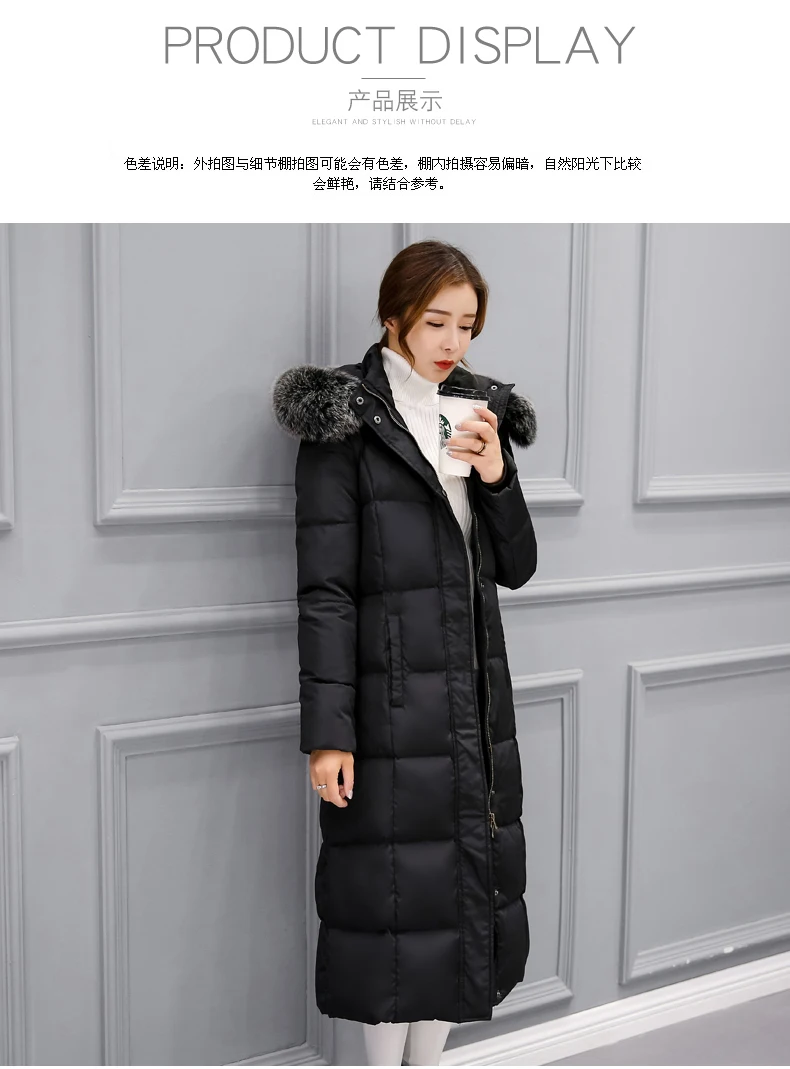 Women Winte Down Jacket Coat White Duck Down Long Parka Hooded Fur Collar Coat Women Paded Winter Coats Female 2018 As05 (13)