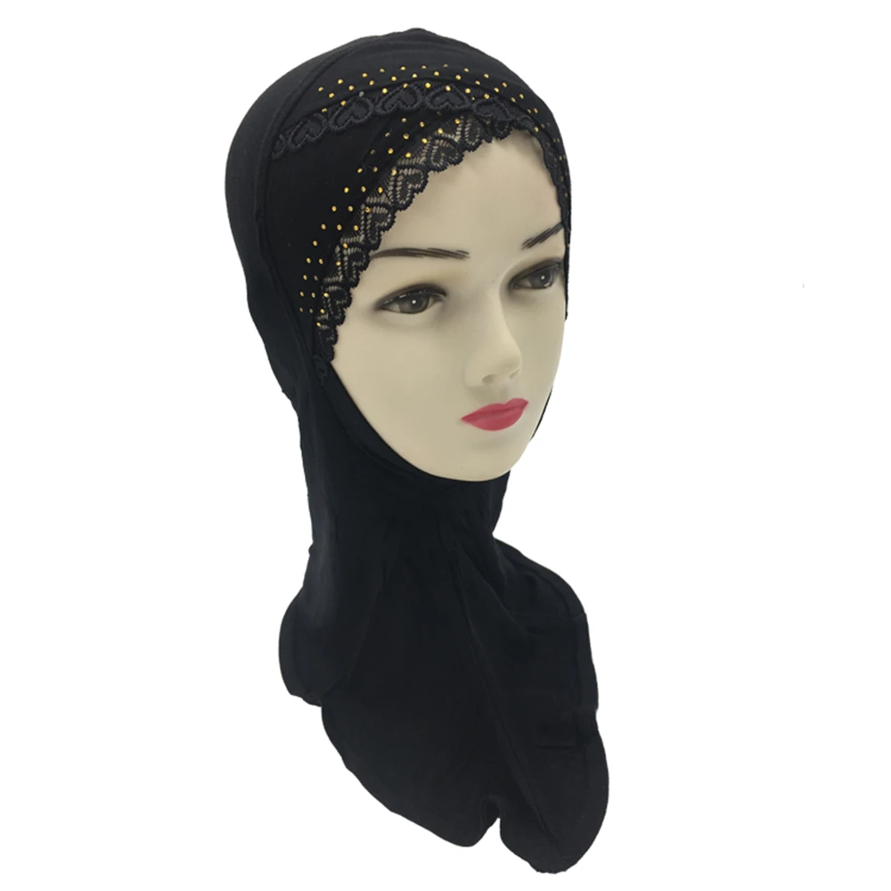 Лоскутный шарф для женщин-мусульманок хиджабы исламский шейный чехол крест покрытие кружева внутренний хиджаб женский головной Убор